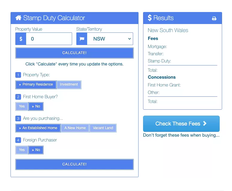 NSW Stamp Duty Calculator