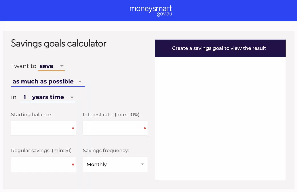 Money Smart Savings Goal Calculator