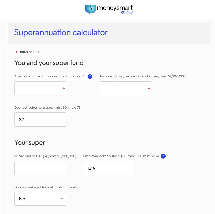 Money Smart Superannuation Calculator